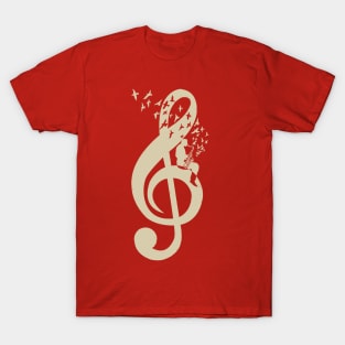 Treble Clef -  Music Saxophone - Vintage T-Shirt